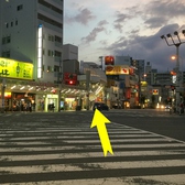 道案内３.横断歩道を渡り、正面にある商店街方面へ。