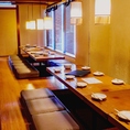 30名様ほどでも1列の長いテーブルの掘りごたつの席ご案内♪