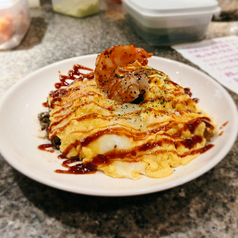 岡山名物オムエビ飯