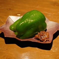 パリパリピーマン　肉味噌添え