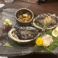 活あわびお造り・バター焼き