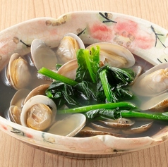 浅利と青菜の酒蒸し