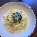 料理メニュー写真&nbsp;牡蠣（広島産）とほうれん草のクリームのフェットチーネ