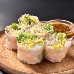 手作りナムルと海老の生春巻き