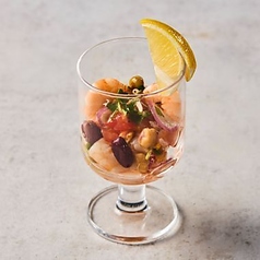 プリプリ海老と彩り豆のシトラスセビーチェ