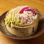 当店名物温泉もやしと美保野豚のしゃぶしゃぶ！温泉もやしの歯応えと豚の旨みが最高です