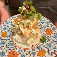 旬の果物と生ハムの白和え