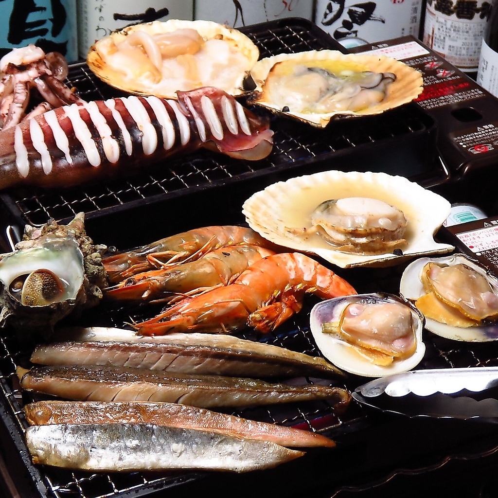【平日限定！】ホタテ、はまぐり、サザエなど１５種浜焼食べ放題＆飲放題６０種付き！