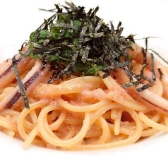スルメイカと明太子のスパゲッティ 大葉添え