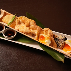 鶏天1枚と玉子・野菜