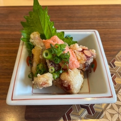 タコのから揚げ明太ソースがけ