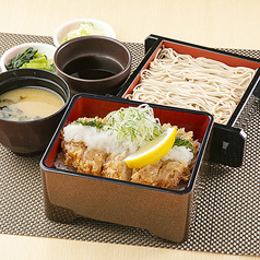 塩だれロースかつ重とミニそばセット
