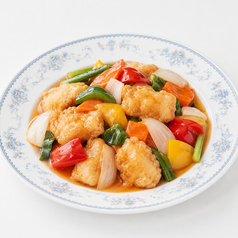 白身魚の唐揚げ 彩り野菜の甘酢あん
