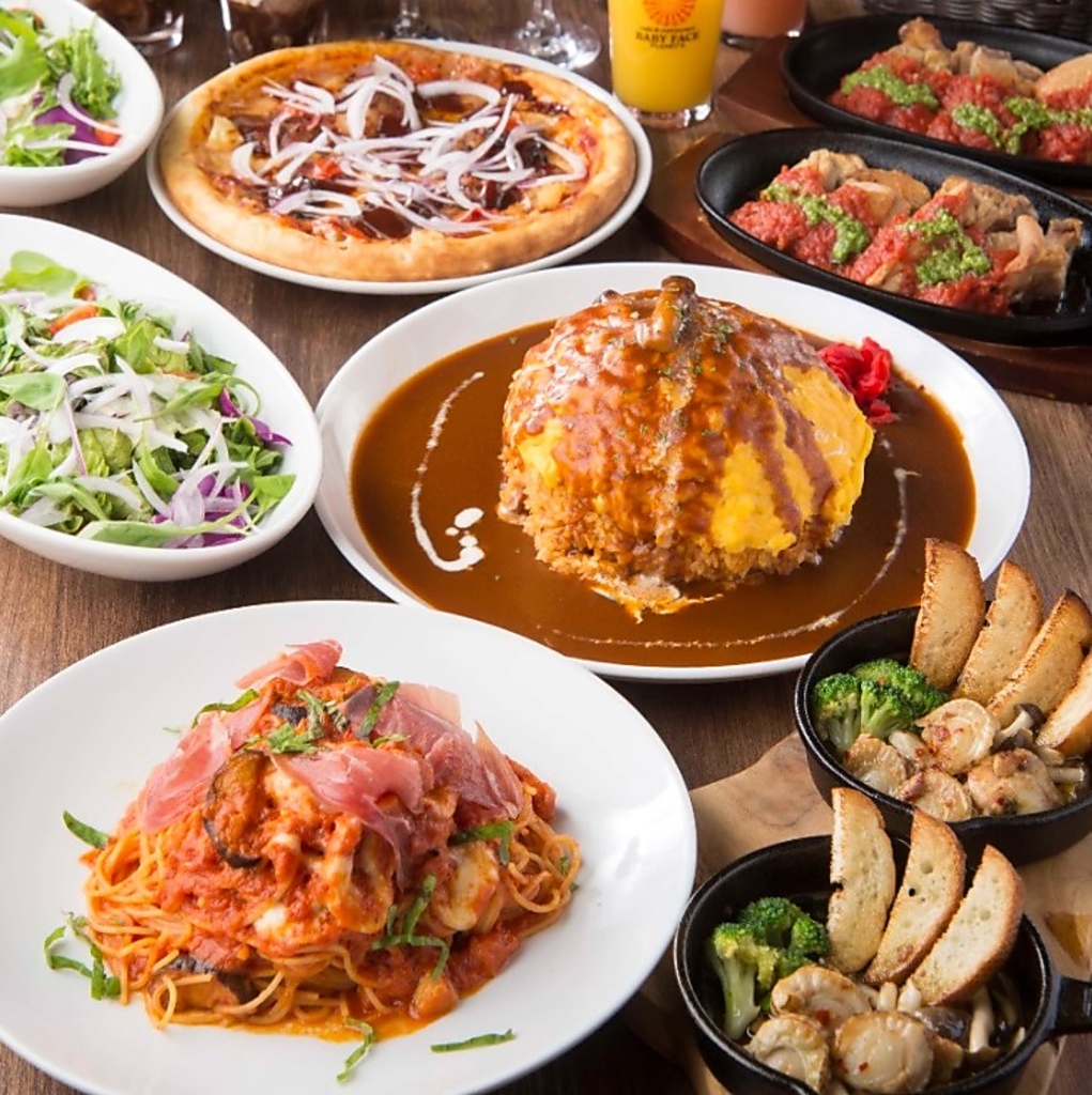 ベビーフェイスコース♪メインはお好きなものをお選びいただけます☆+550円でメイン料理食べ放題に◎