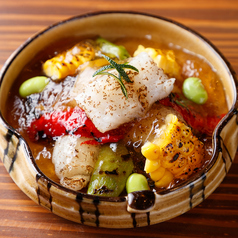 さしみ湯葉と夏野菜のジュレかけ