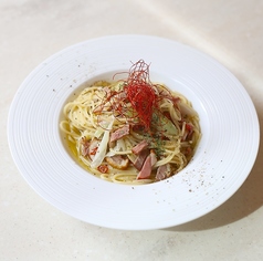 鶏肉と長ネギの和風ペペロンチーノ