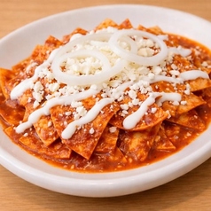 Red Chilaquiles with chicken