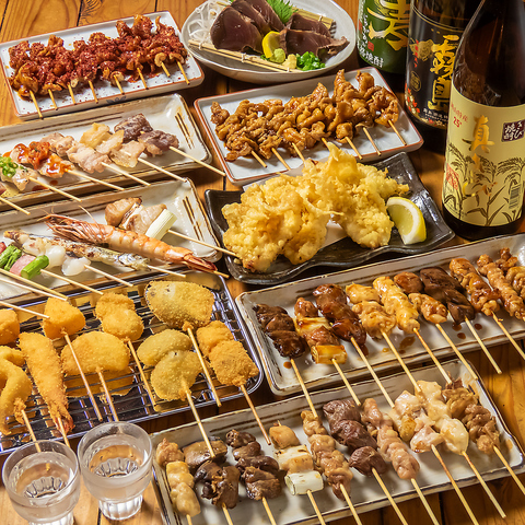 新鮮な素材と体に優しい油で揚げた自慢の串揚げやジューシーな焼き鳥など提供してます