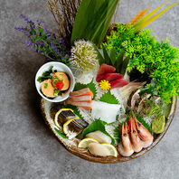 素材のこだわり・海鮮・お野菜・鮮魚など。