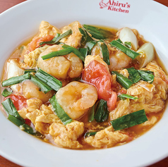 海老とトマトのニラ玉