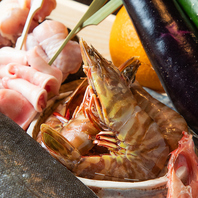 贅沢な特大海老の炉端焼き