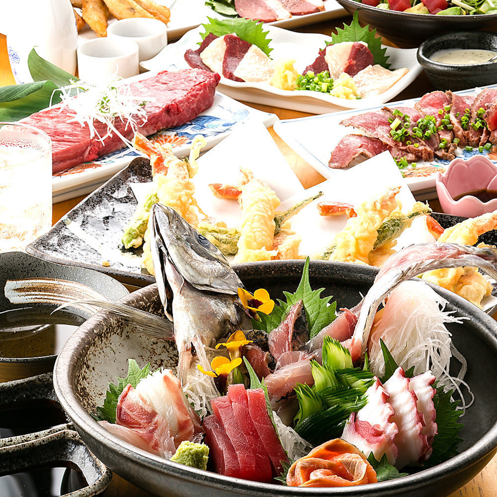 新宿 全席個室 居酒屋 焼き鳥 野菜巻き 刺身 馬刺し食べ放題　 飲み放題