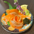料理メニュー写真&nbsp;道産トキシラズの昆布メ刺身 日高昆布ピュレ添え