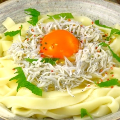 コーチン玉子　しらす釜玉きしめん
