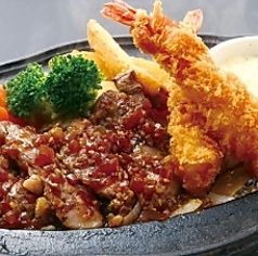カットステーキ&海老フライ