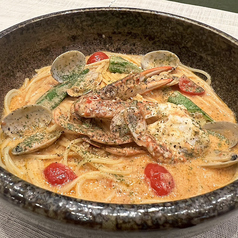 渡り蟹のビスクスープパスタの写真