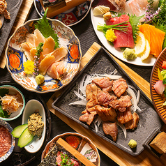 鶏と魚のコース写真