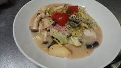 キャベツとベーコンホタテのクリーム煮