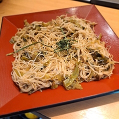 そうめんと高菜のチャンプル