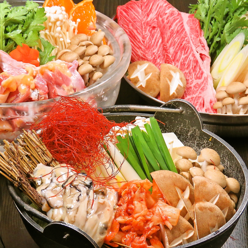 鈴の屋のお鍋料理♪和牛すきやき鍋/牡蠣のキムチ鍋/水炊きをご用意！