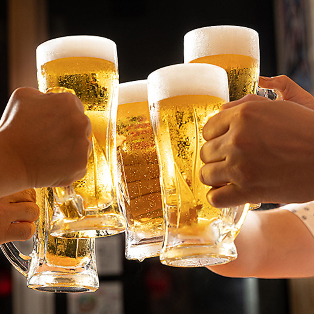 ドリンクと種類豊富な単品飲み放題！ビールやサワーなどカクテルから日本酒まで取り揃えております！