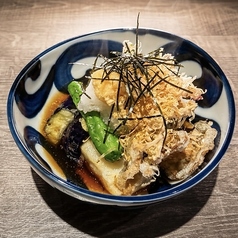 舞茸と秋茄子、胡麻豆富の揚げ出し