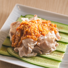 ゆで豚のピリ辛ソース