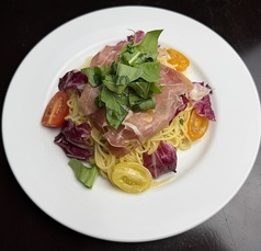 (冷製)スペイン産生ハム ハモンセラーノと彩り野菜の冷製スパゲティ