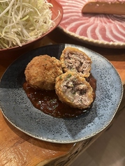 京鴨のメンチカツ　鴨脂もろ味噌ソース