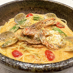 渡り蟹のビスクスープパスタの写真