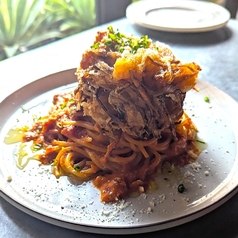 サクサクかき揚げと濃厚海老トマトクリームのパスタ