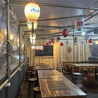 「屋上テラスに備え付けられたエアコンで快適空間♪」