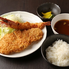 さつまいも三元豚 ロースかつ海老定食