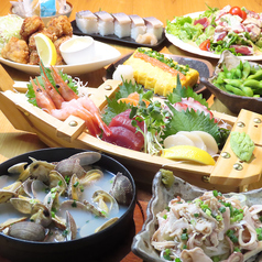 『鮮彩-せんさい-コース』船盛刺身や鯖バッテラ含8品 2時間飲み放題付 6000円⇒5000円の写真