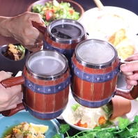 樽ジョッキで豪快に乾杯♪インスタ映え間違いなし！
