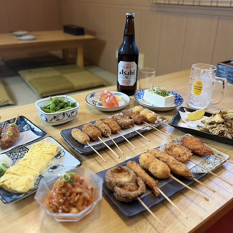 メインの串揚げと美味しいお酒♪小さなご縁が集まりホッとできる時間がある和風居酒屋