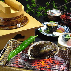 京野菜と鮑の炭焼