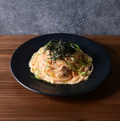 ホタテと明太子のクリームパスタ