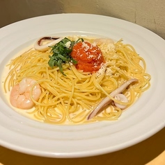 明太子とエビ・イカのクリームソース