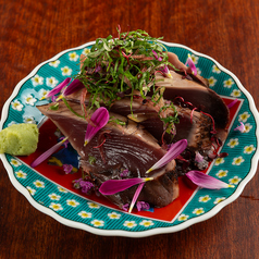 鰹、塩たたき。もっさり薬味